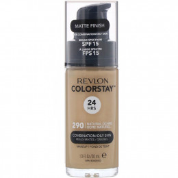 Revlon, Тональная основа Colorstay Makeup для комбинированной и жирной кожи, SPF 15, оттенок 290 «Натуральная охра», 30 мл