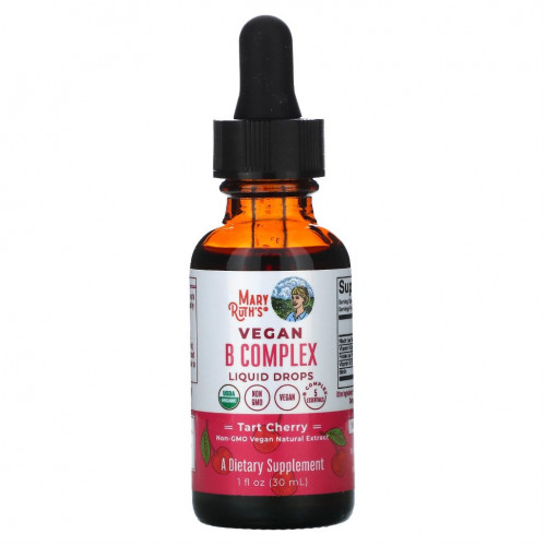 MaryRuth Organics, Vegan B Complex Liquid Drops, вишня, 30 мл (1 жидк. Унция)