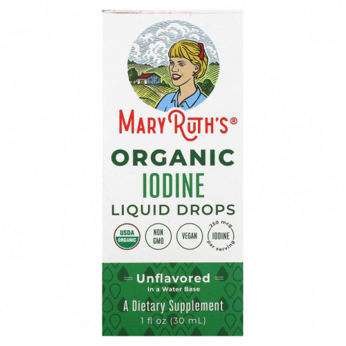 MaryRuth Organics, Жидкие капли органического йода, без добавок, 30 мл (1 жидк. Унция)