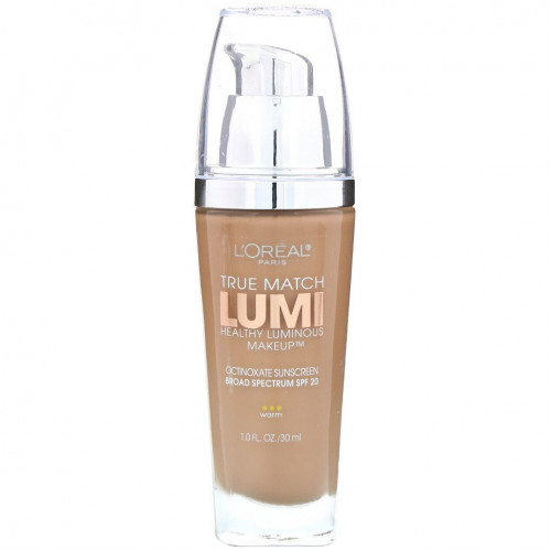 L'Oreal, Тональная основа True Match Healthy Luminous Makeup, SPF 20, оттенок W6 солнечный бежевый, 30 мл