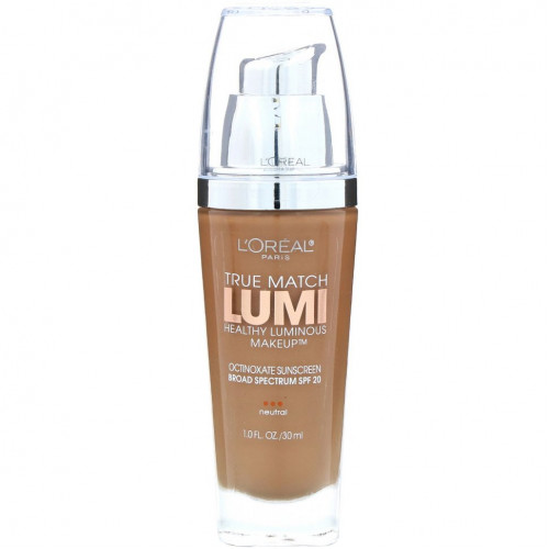 L'Oreal, Тональная основа True Match Healthy Luminous Makeup, SPF 20, оттенок классический загар/капучино N7-8, 30 мл