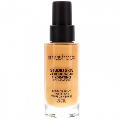 Smashbox, Studio Skin 24 Hour Wear Hydrating Foundation 2.4 Light Medium with Warm Peach Undertone, 1 fl oz (30 ml)