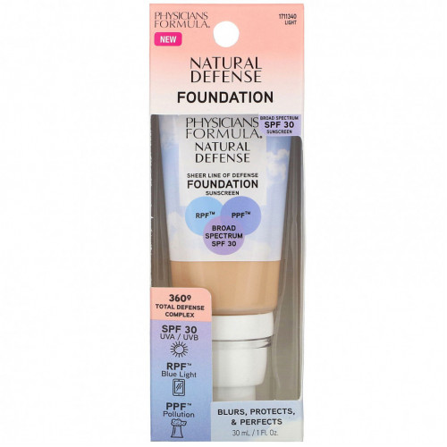 Physicians Formula, Natural Defense Foundation, SPF 30, Light, 1 fl oz (30 ml)