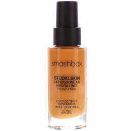 Smashbox, Studio Skin 24 Hour Wear Hydrating Foundation, 4.0 Medium Dark with Warm Peach Undertone, 1 fl oz (30 ml)