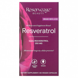 ReserveAge Nutrition, ресвератрол, 250 мг, 60 растительных капсул