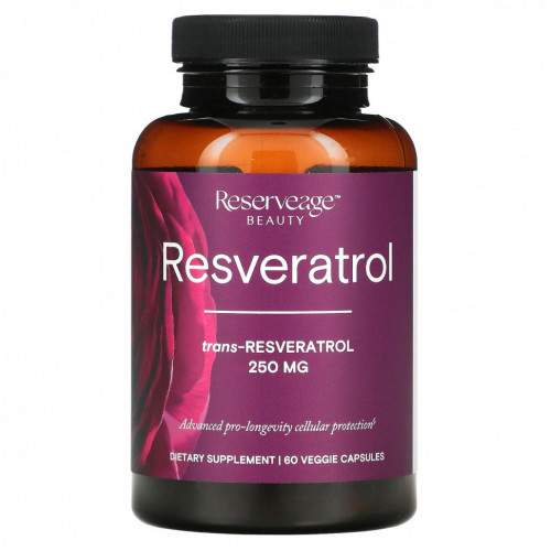 ReserveAge Nutrition, ресвератрол, 250 мг, 60 растительных капсул