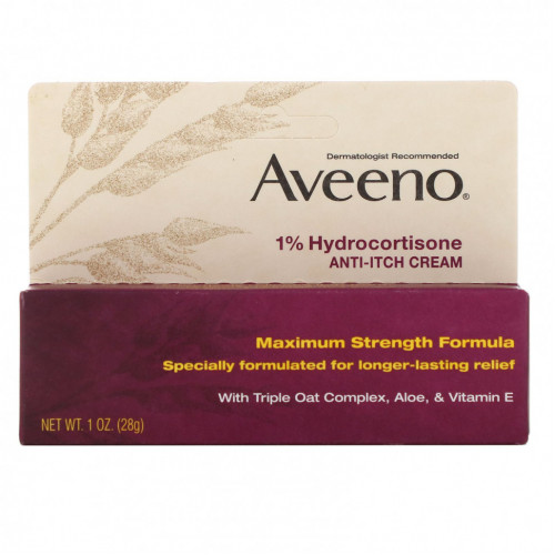 Aveeno, Active Naturals, 1 % гидрокортизон, крем против зуда, 28 г (1 унция)